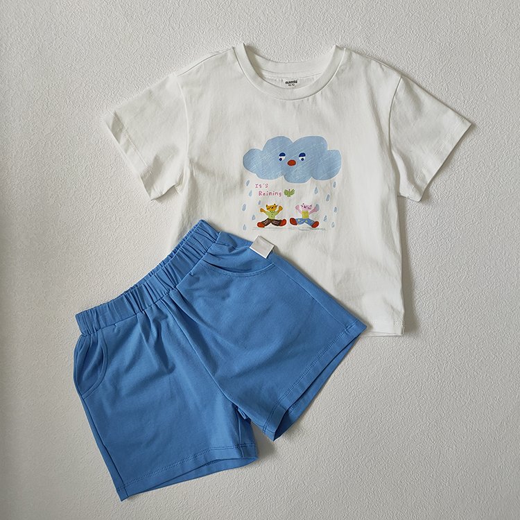 Infant Toddler Boys Girls Solid Hollow Knit Short Sleeve Cotton Top Shorts 2pcs Casual Outdoor Clothes Baby Clothing Set