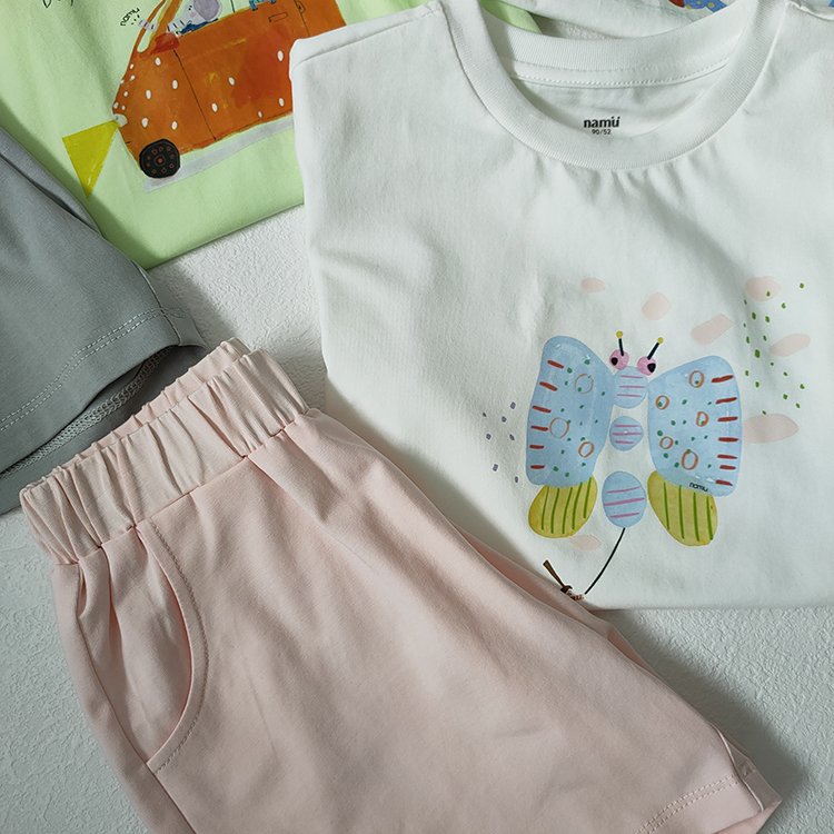 Infant Toddler Boys Girls Solid Hollow Knit Short Sleeve Cotton Top Shorts 2pcs Casual Outdoor Clothes Baby Clothing Set