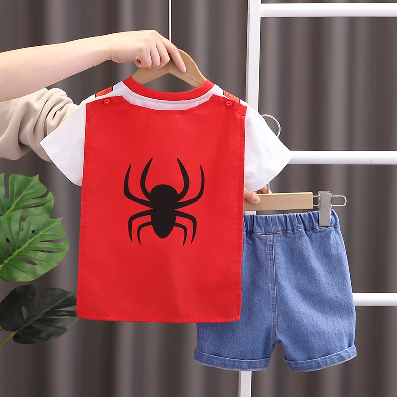Foreign trade summer new male and female cartoon cartoon color short-sleeved two-piece fashion children's clothing