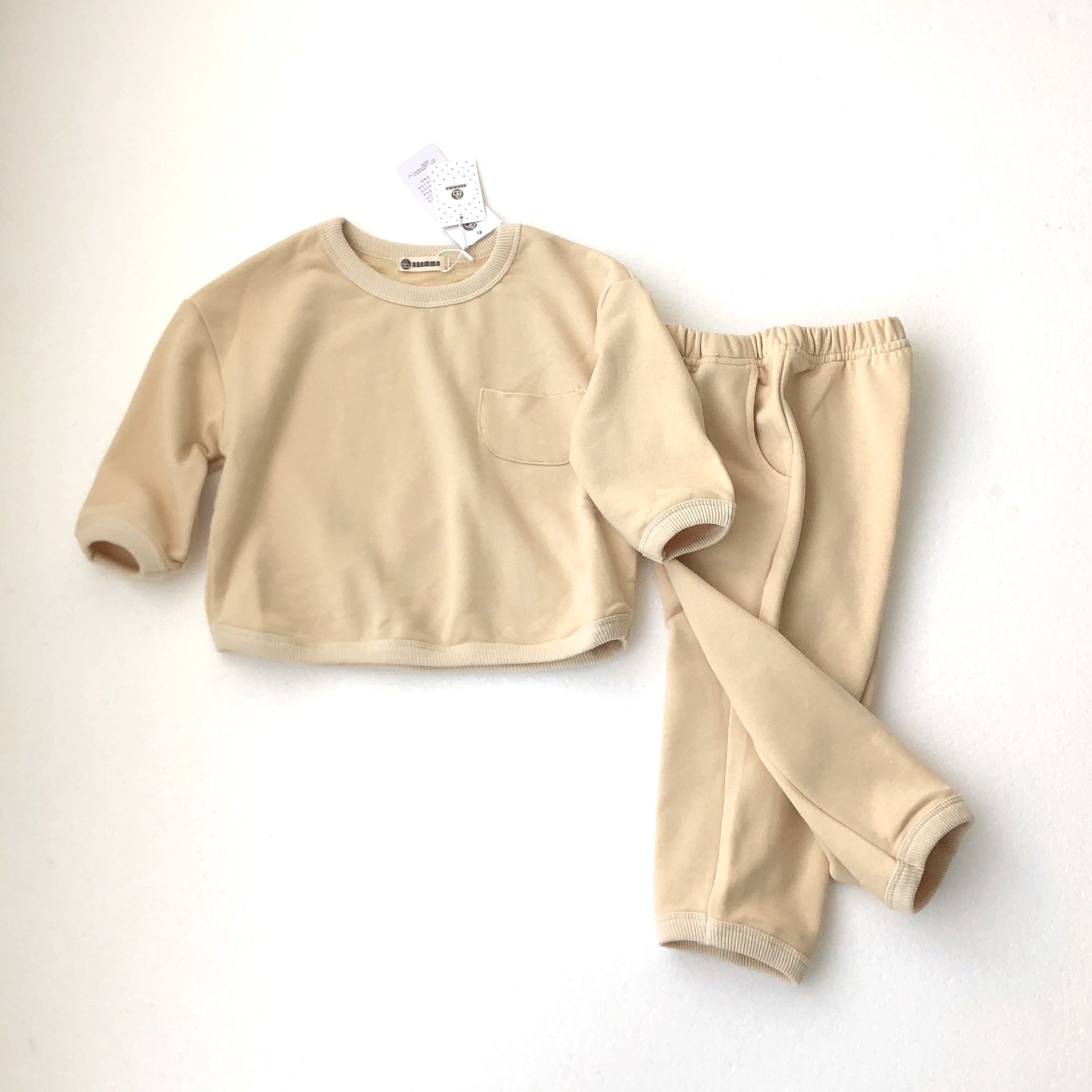 2024 children's wear boys' and girls' set two-piece children's loose linen cotton casual sweater set boy clothing sets