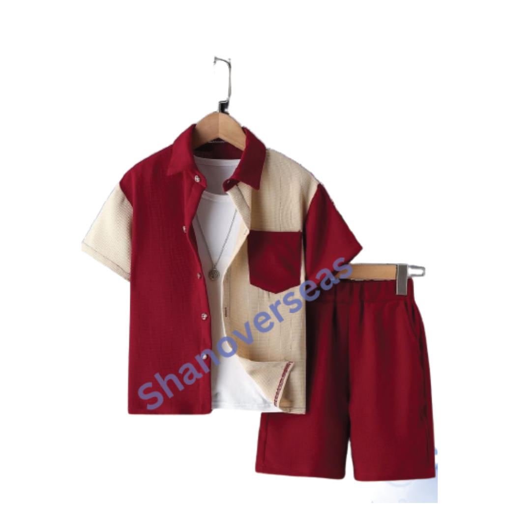 High Quality Wholesale Boys Cotton Denim Clothing Short Sleeve Summer Shirt and Shorts Set Manufactured by Nicker
