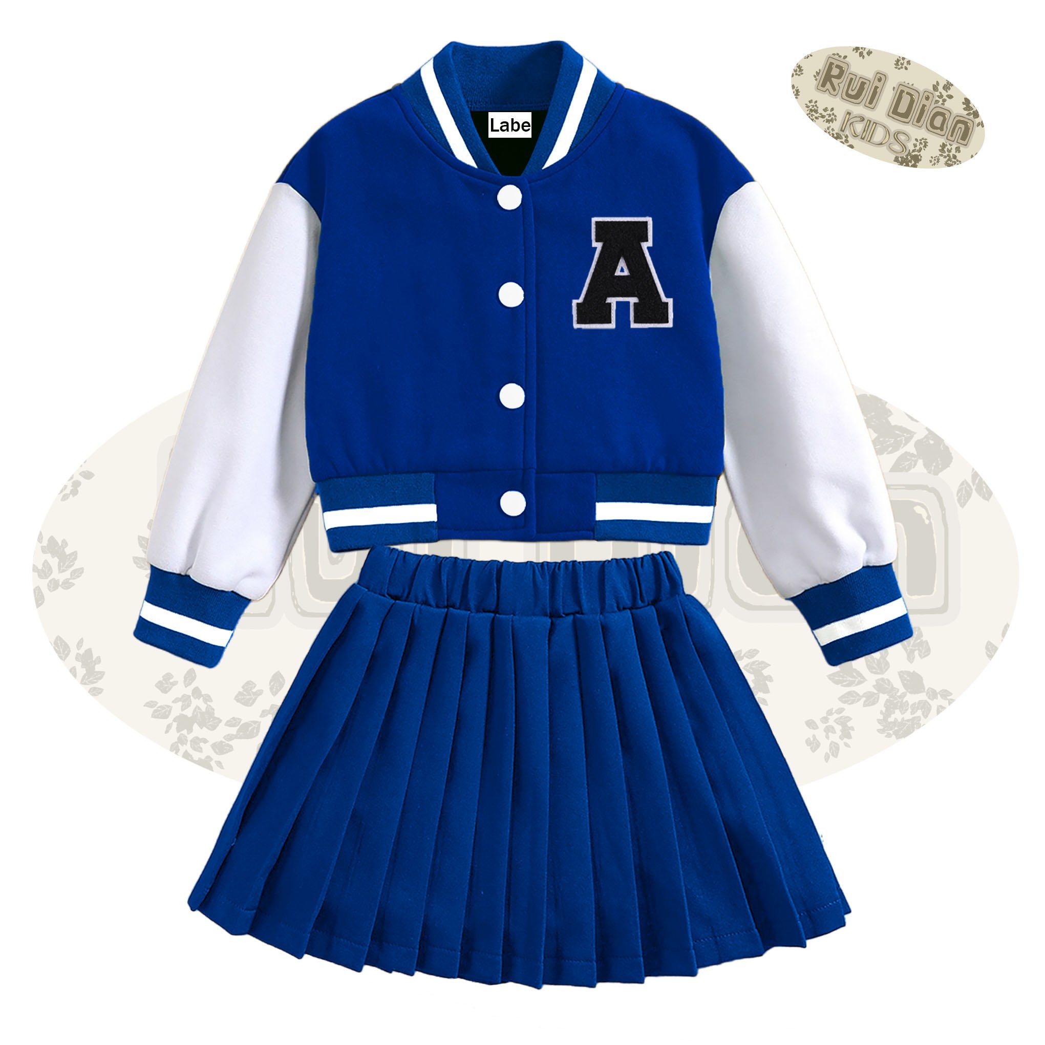 Ruidian Custom Winter Set for Girls Cotton Casual Jacket & Pleated Skirt Adorable Outfits for Kids Aged 2-12 Years