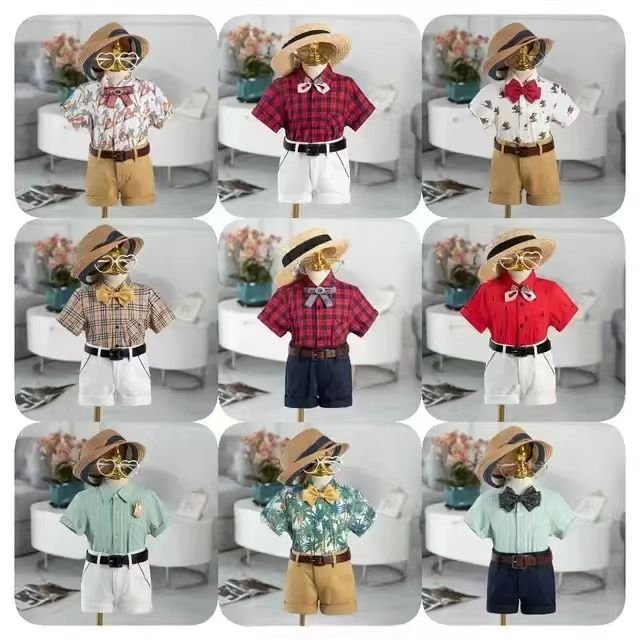 Boys' summer suit cotton kids short sleeve two-piece set baby pop kids baby clothes summer thin boy baby set