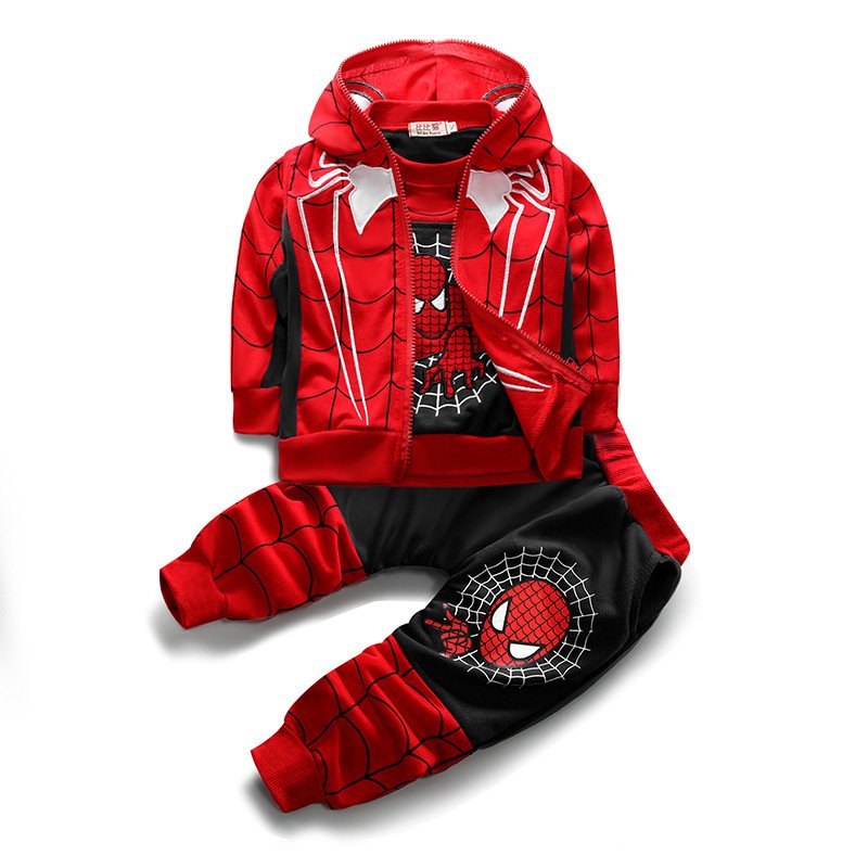 Children's Casual Red Spiderman Cosplay Costume Solid Pattern Spider Man Suit Baby Clothes