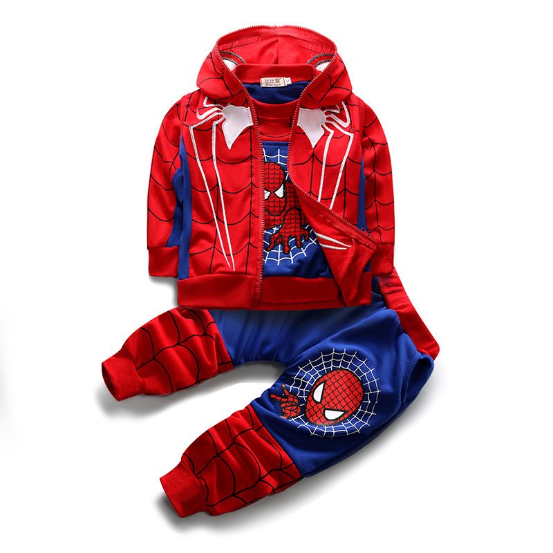 Children's Casual Red Spiderman Cosplay Costume Solid Pattern Spider Man Suit Baby Clothes