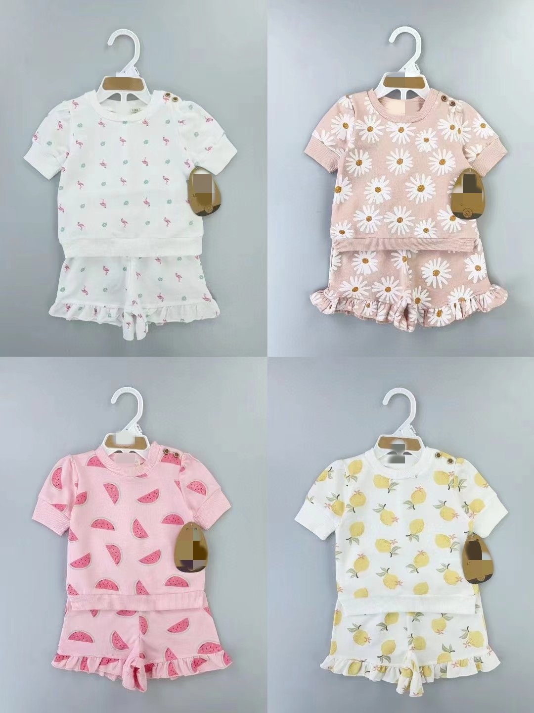 SummerCotton Newborn 0-18m High Quality Baby girls Short Sleeve T-Shirt And Pants 2 Pcs Set Children's Toddler Clothes Suits