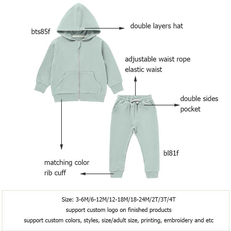 2024 New Wholesale Autumn Unisex Soft Winter Children Kids Clothing Set Knitted Baby Organic Cotton Sweatshirts Jogger set