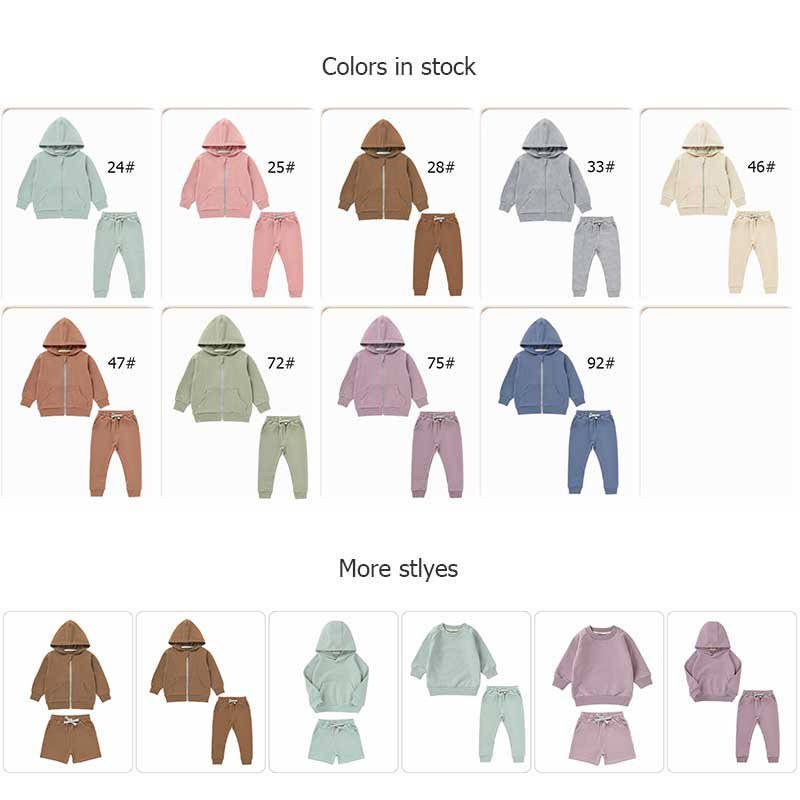 2024 New Wholesale Autumn Unisex Soft Winter Children Kids Clothing Set Knitted Baby Organic Cotton Sweatshirts Jogger set