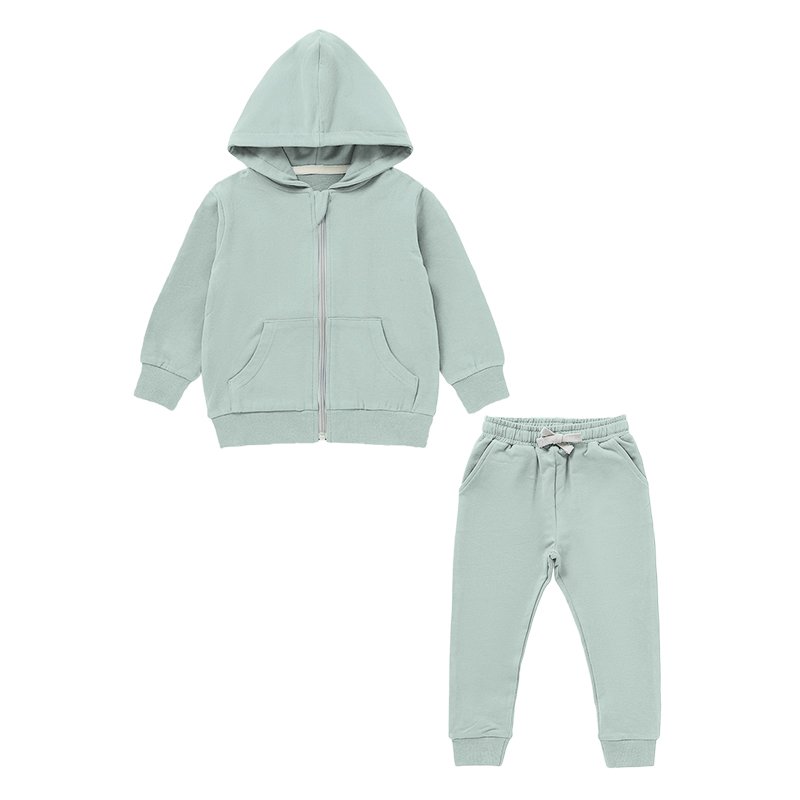 2024 New Wholesale Autumn Unisex Soft Winter Children Kids Clothing Set Knitted Baby Organic Cotton Sweatshirts Jogger set