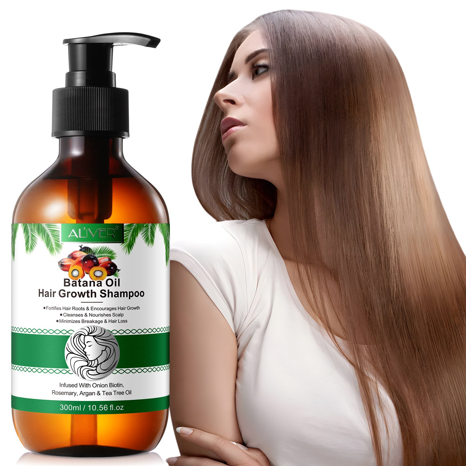 ALIVER cleanses nourishes scalp onion biotin batana oil hair growth shampoo 300ml anti hair loss batana oil shampoo