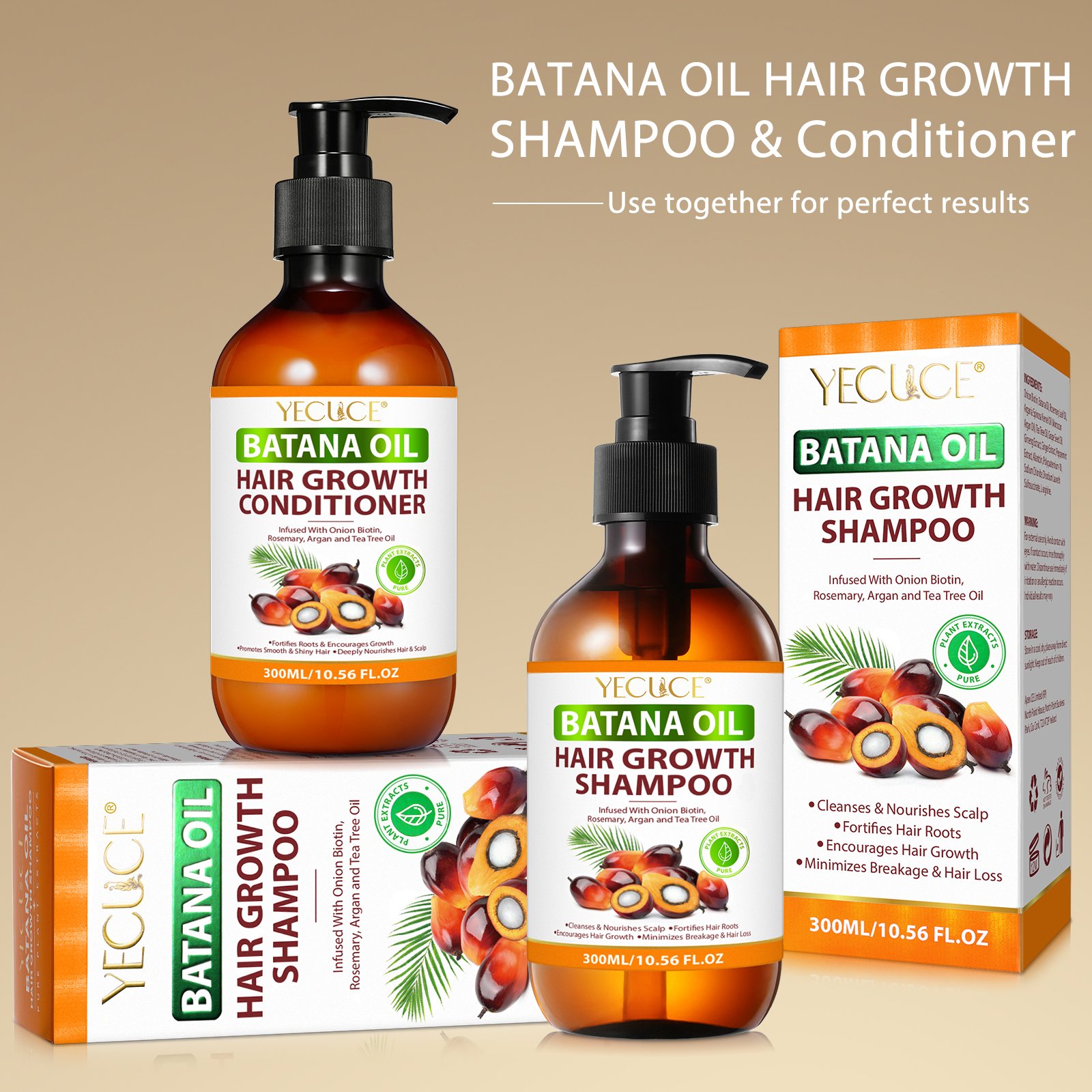 YECUCE Private Label Pure Natural Hair Cleansing Nourishing Shampoo Hair Growth Batana Oil Shampoo and Conditioner for Women Men