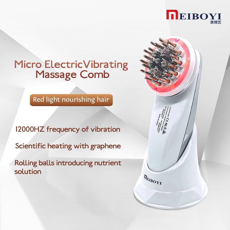 Meiboyi Hair Loss Treatment Electric Comb Hair Growth Head Massager Infrared Red Light Therapy Vibration EMS Brush