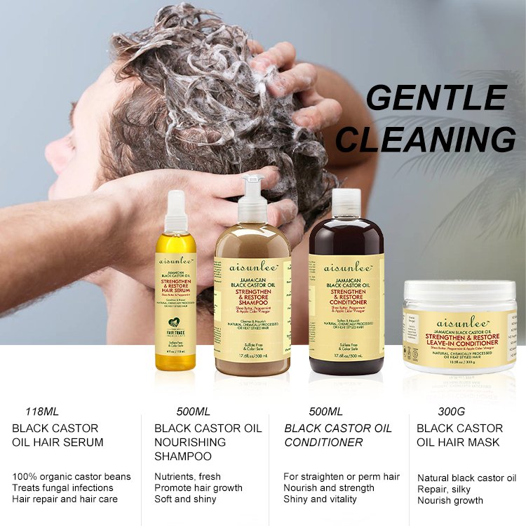 Private Label 100% Organic Black Castor Oil Hair Mask 500ml Moisturizing Gel Hair Care for Curly Hair Shampoo And Conditioner