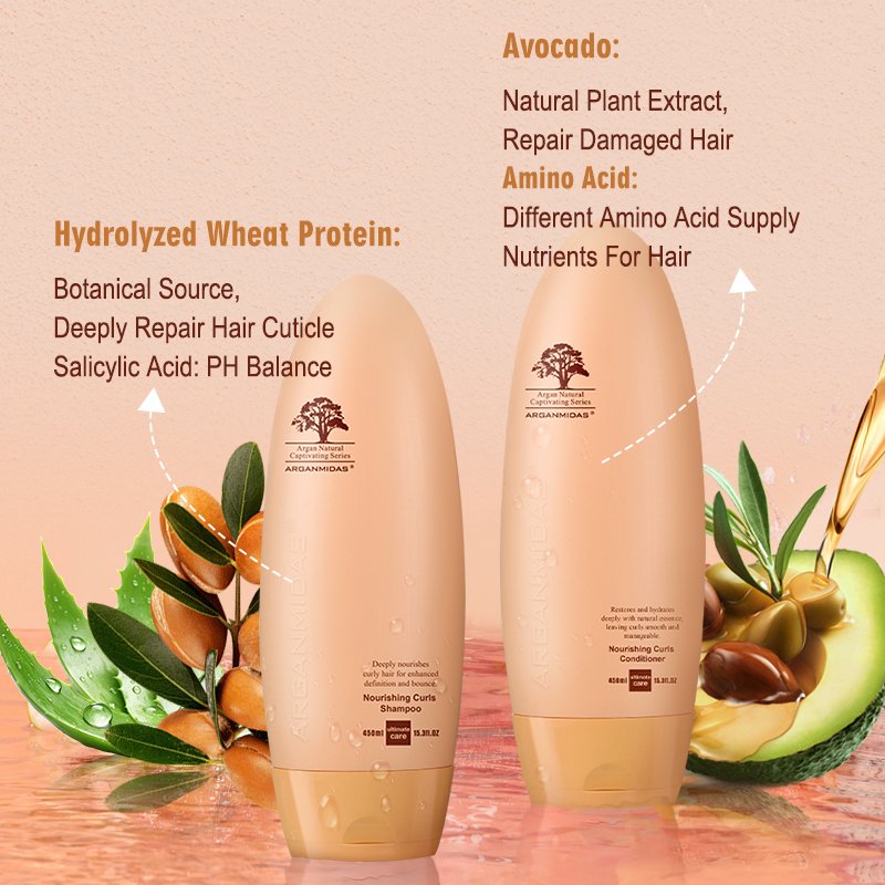 Arganmidas Hair Care Set Nourishing Repairing Argan Oil Wheat Protein Shampoo and Conditioner For 4c Curly Wavy Hair