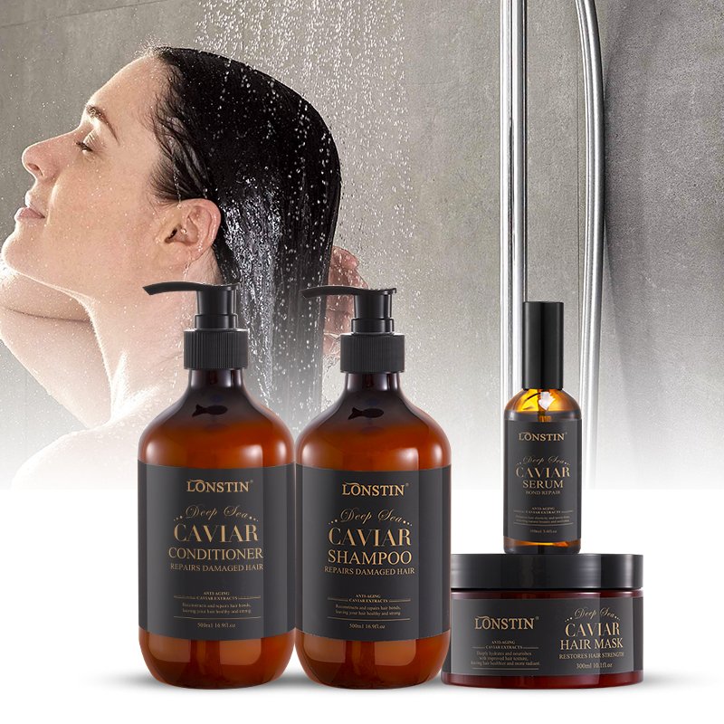 OEM Private Label Sulfate Free Caviar Shampoo Hair Deep Conditioner Hair Care Set Anti-Dandruff Smoothing Caviar Hair Shampoo