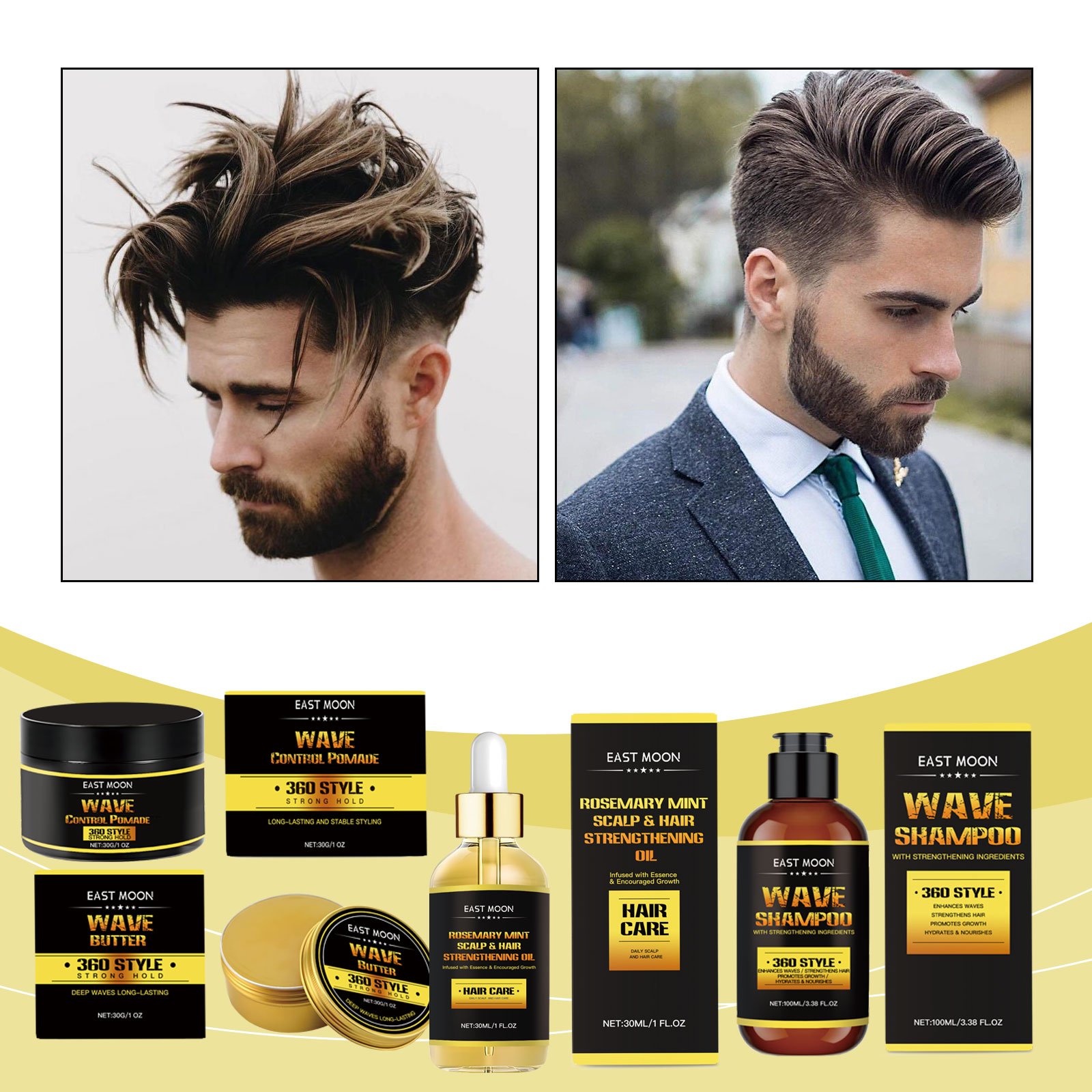 Men Hair Styling Wax Long-Lasting Strong Shaping Pomade hair growth essential oil Anti hair loss and growth shampoo Set