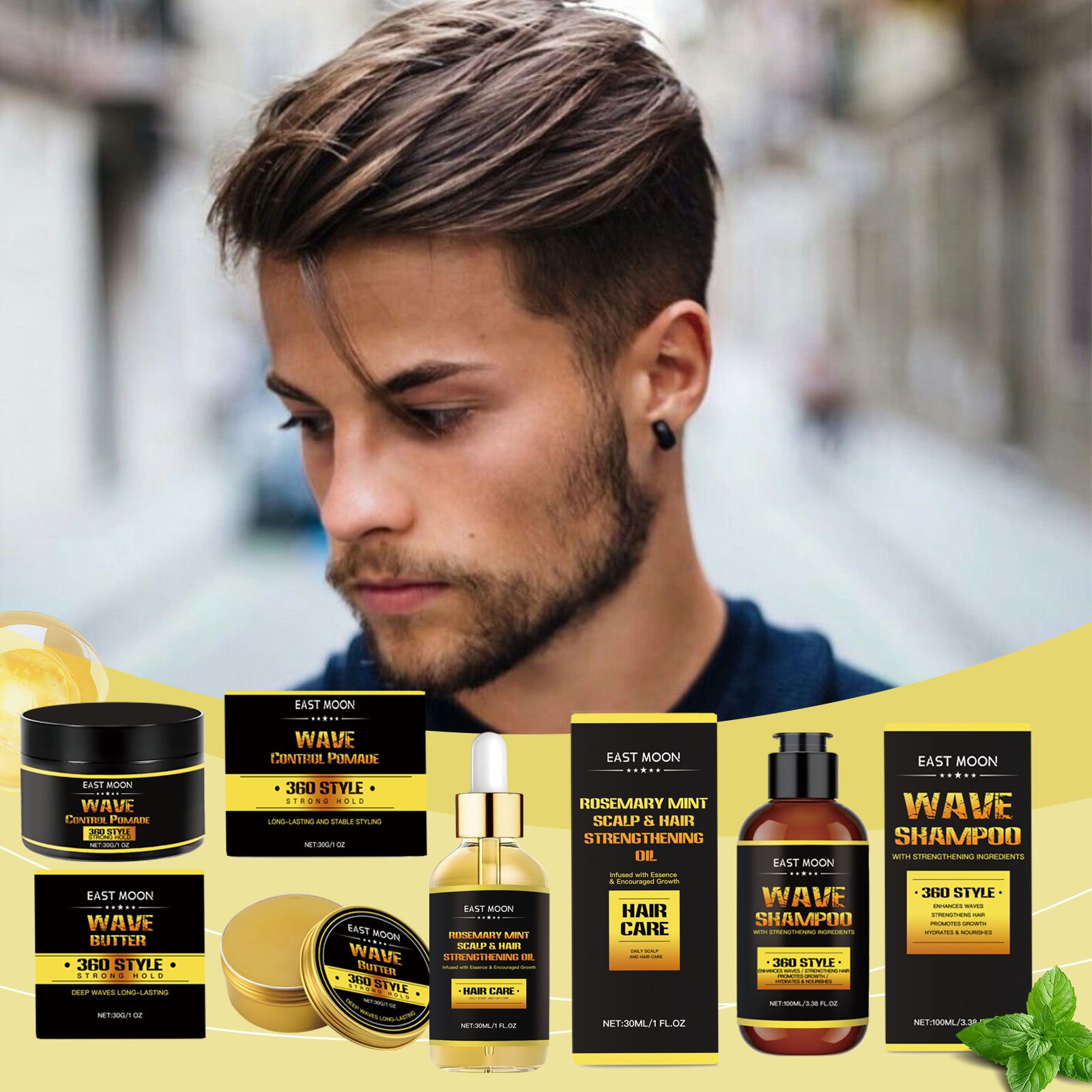 Men Hair Styling Wax Long-Lasting Strong Shaping Pomade hair growth essential oil Anti hair loss and growth shampoo Set