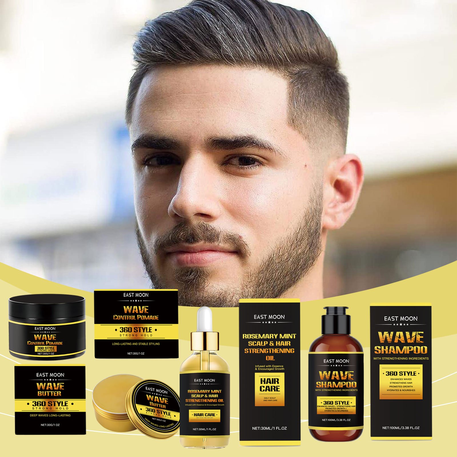 Men Hair Styling Wax Long-Lasting Strong Shaping Pomade hair growth essential oil Anti hair loss and growth shampoo Set
