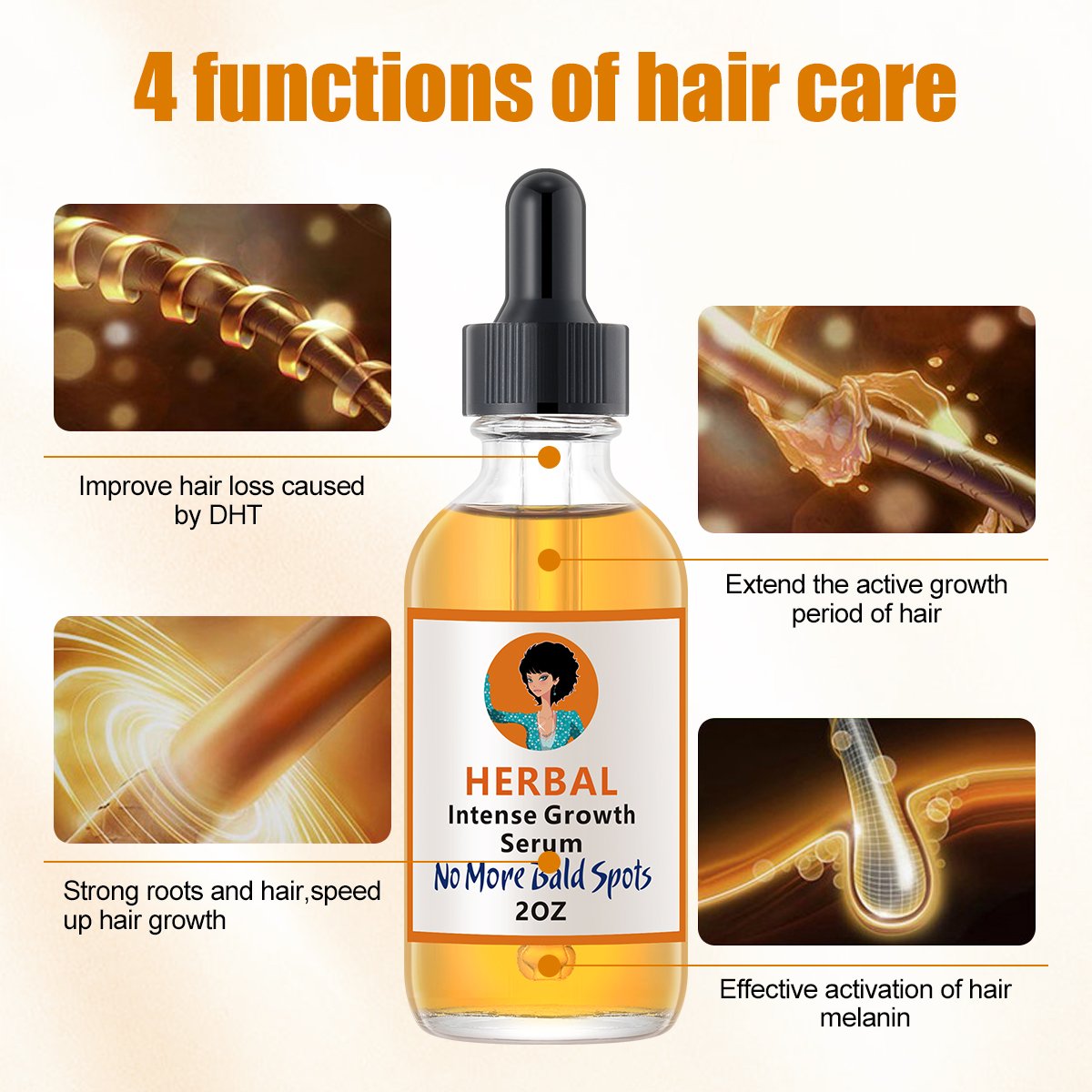 Private Label Black Seed Castor Oil Hair Growth Serum For Thick Hair Fast Growth