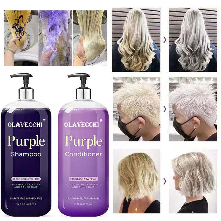 Custom Sulfate Free Purple Color Protection Shampoo & Conditioner For Blonde silver bleach brunette Hair No yellow Anti brassy