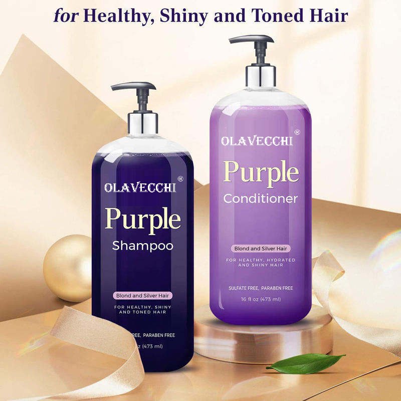 Custom Sulfate Free Purple Color Protection Shampoo & Conditioner For Blonde silver bleach brunette Hair No yellow Anti brassy