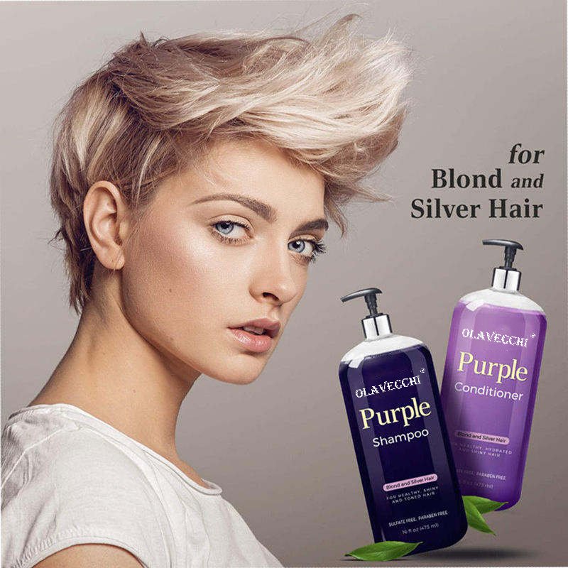 Custom Sulfate Free Purple Color Protection Shampoo & Conditioner For Blonde silver bleach brunette Hair No yellow Anti brassy