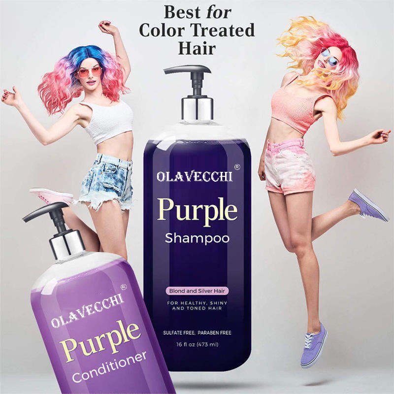 Custom Sulfate Free Purple Color Protection Shampoo & Conditioner For Blonde silver bleach brunette Hair No yellow Anti brassy