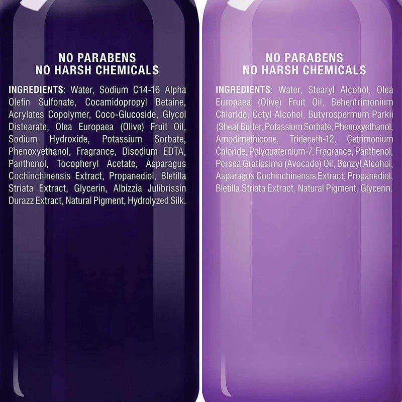 Custom Sulfate Free Purple Color Protection Shampoo & Conditioner For Blonde silver bleach brunette Hair No yellow Anti brassy