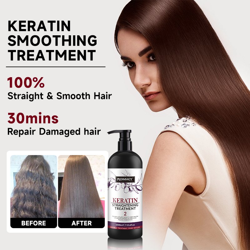 Romacy 1000ml Custom Label Professional Salon Smoothing Hair Straightening Cream Brazilian Protein Keratin Hair Treatment Cream