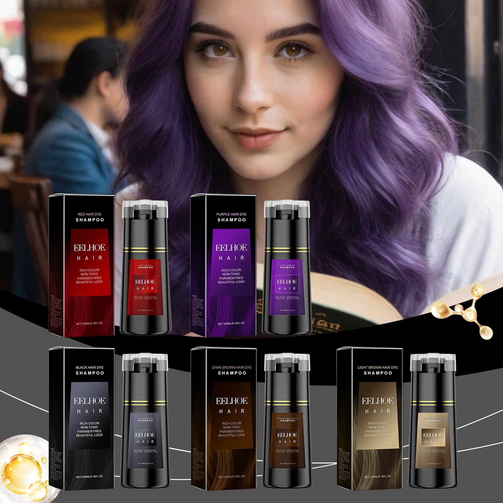 Hair Dyeing Shampoo 3-in-1 Rapid Dyeing Repair Dry Cleaning Nourishing Hair Roots Restoration Hair Coloring Black Shampoo