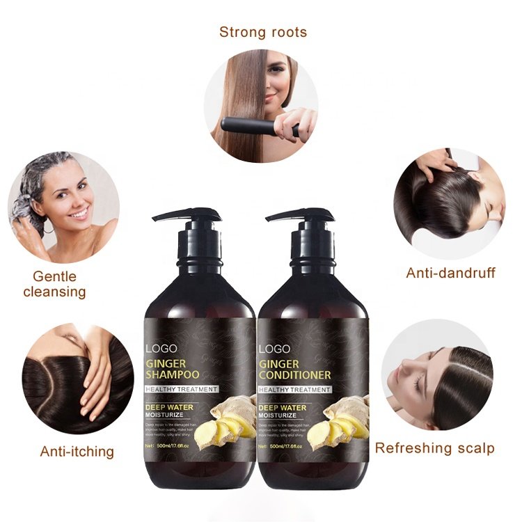 Private Label Pure Natural Organic Hair Care Set Deep Water Moisturize Ginger Hair Shampoo And Conditioner