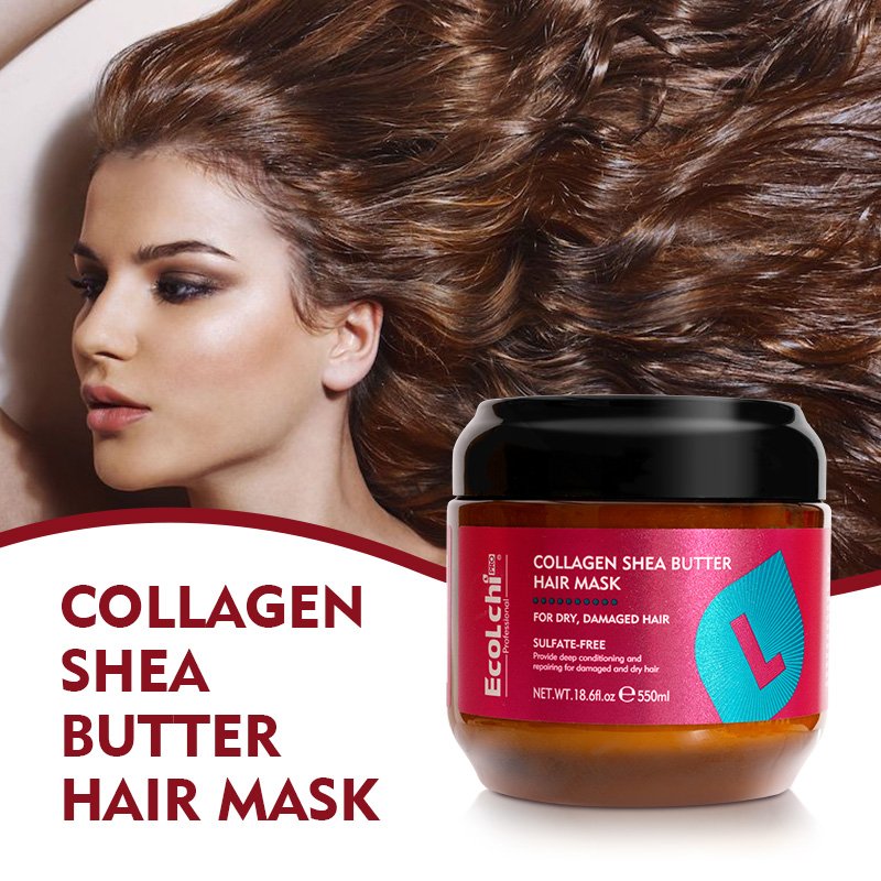 Ecolchi Organic Hair Oil Collagen Shea Butter Hair Mask Sulfate-Free Deep Conditioning Treatment Conditioner Care Hair Shampoo