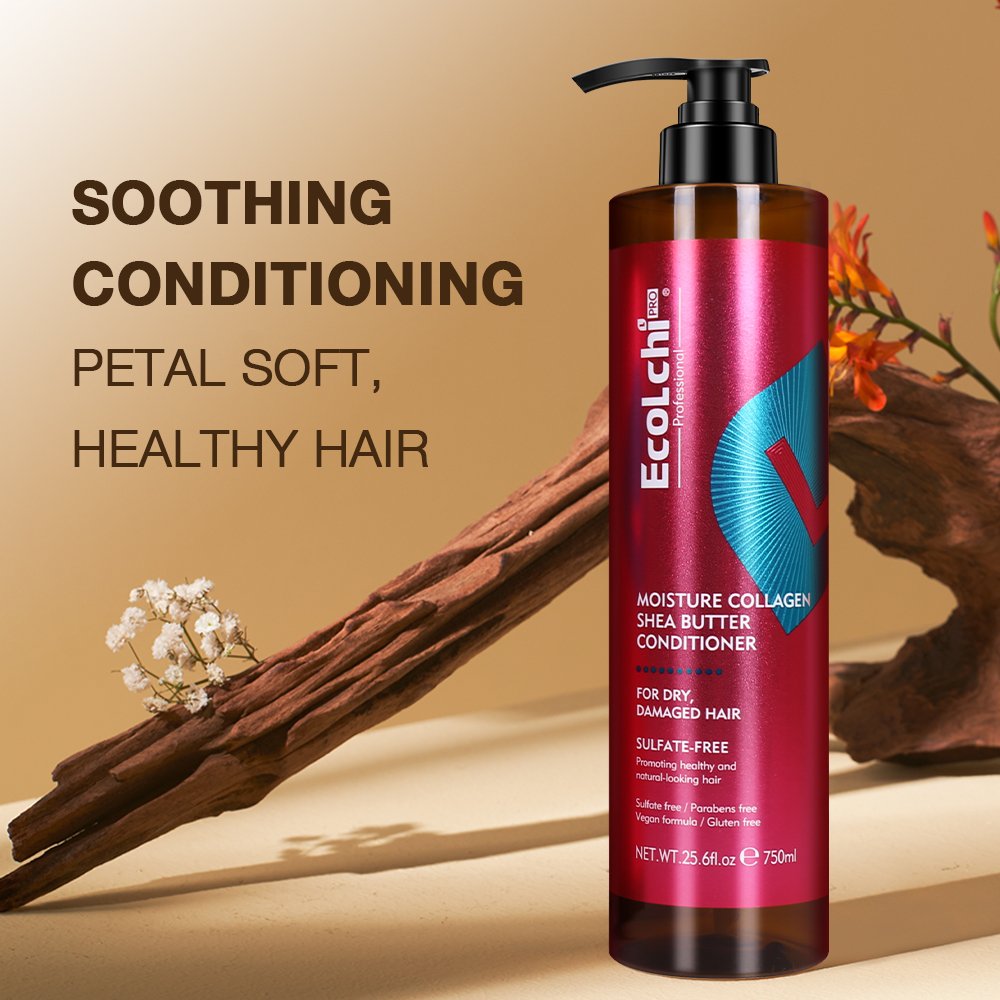 Ecolchi Organic Hair Oil Collagen Shea Butter Hair Mask Sulfate-Free Deep Conditioning Treatment Conditioner Care Hair Shampoo