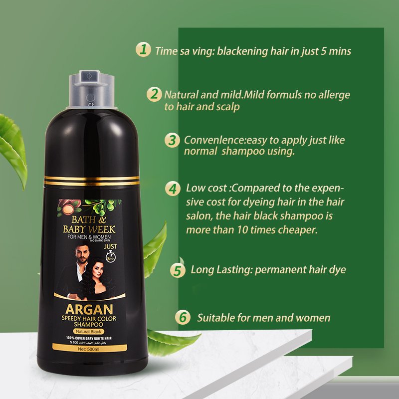Wholesale Natural Instant Hair Dye Black Shampoo Fast Hair Dye Brown Shampoo For man and Woman Argan Speed Hair Color Shampoo