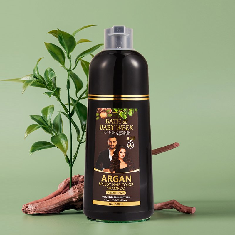 Wholesale Natural Instant Hair Dye Black Shampoo Fast Hair Dye Brown Shampoo For man and Woman Argan Speed Hair Color Shampoo