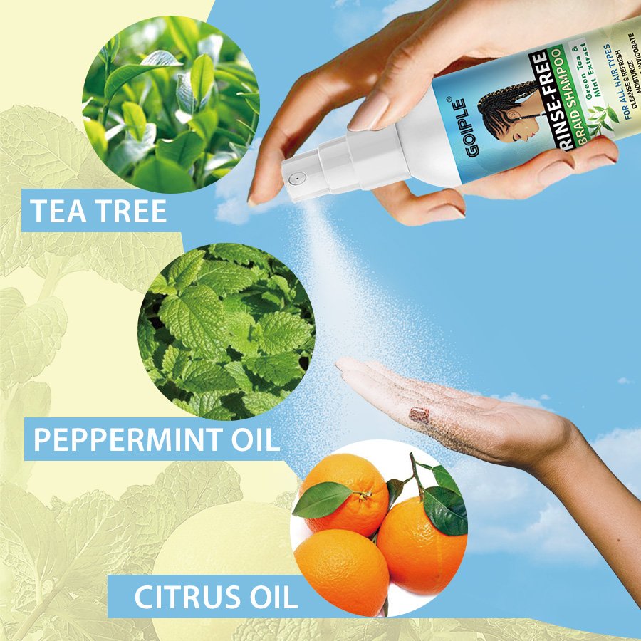 Wholesale OEM Braid Cleanser Hydrating Twists Weaves Shampoo Spray Moisturizing Rinse-free Braid Shampoo for Braided Hair