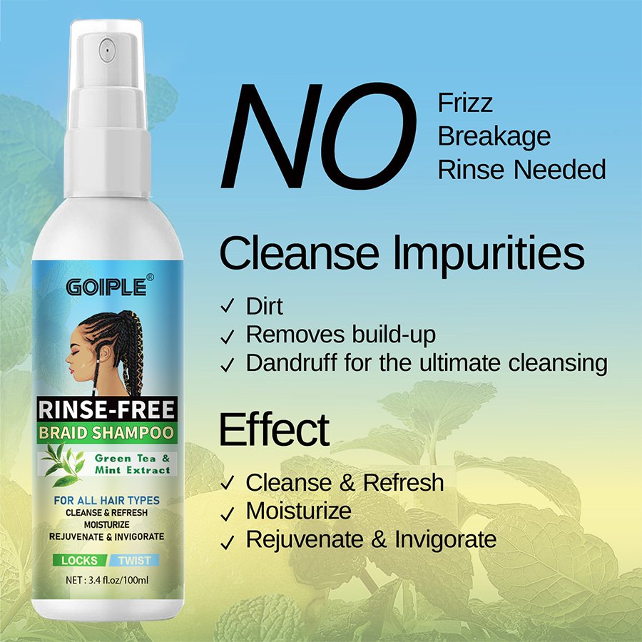 Wholesale OEM Braid Cleanser Hydrating Twists Weaves Shampoo Spray Moisturizing Rinse-free Braid Shampoo for Braided Hair