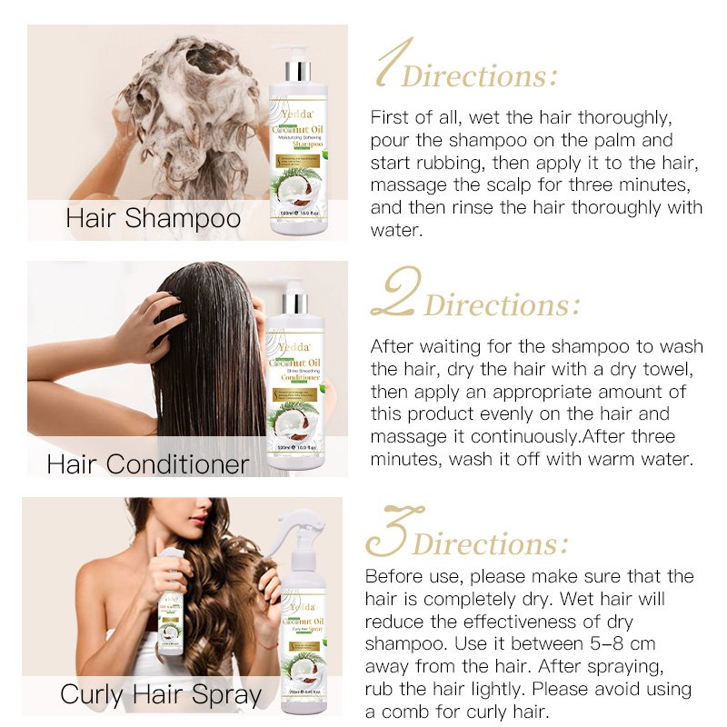 private label organic coconut oil wig hair care shampoo and conditioner