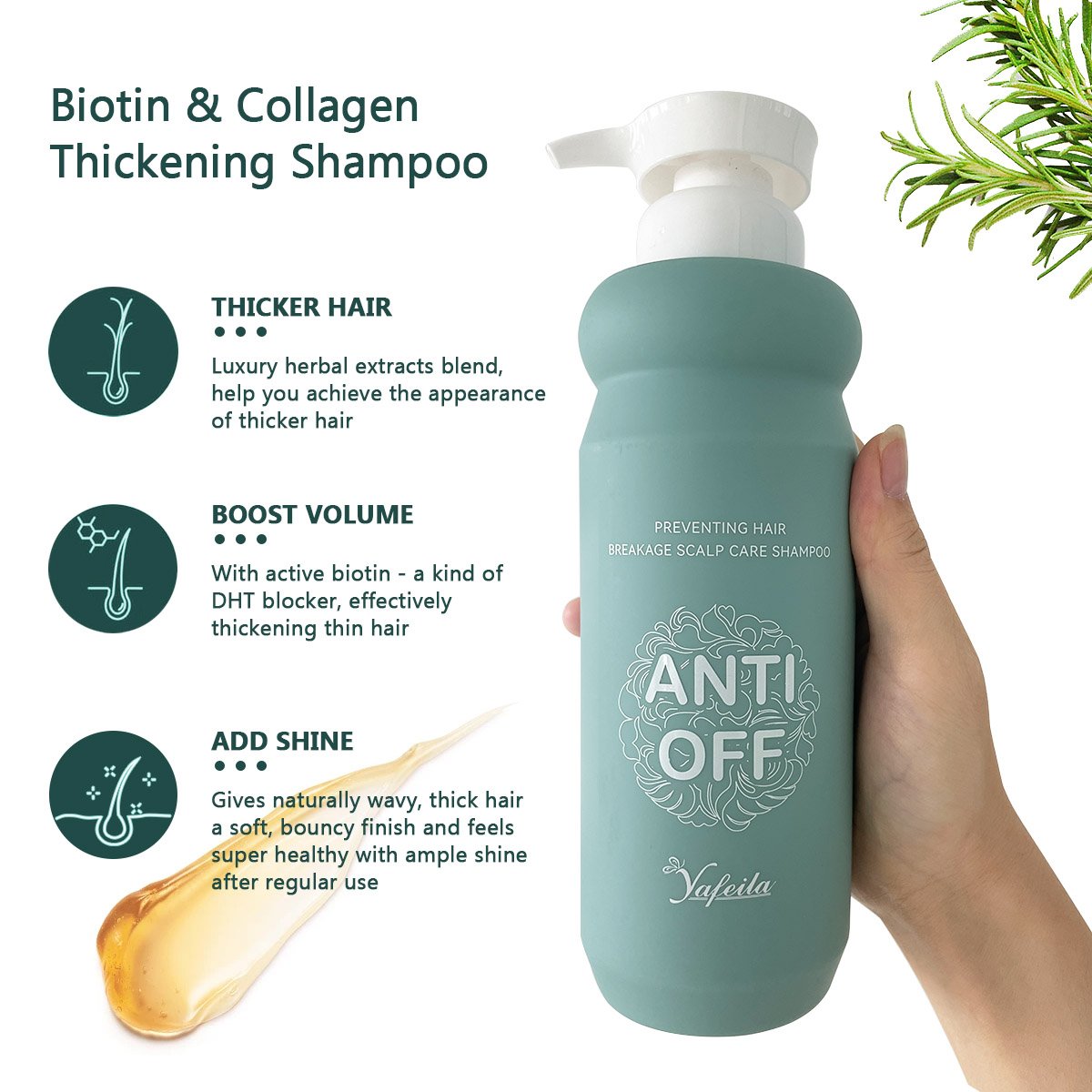 Ginger Plant Extract Anti-hair Loss Hair Shampoo 500ml Honey Moisturizing Softening Shampoo and Conditioner Set