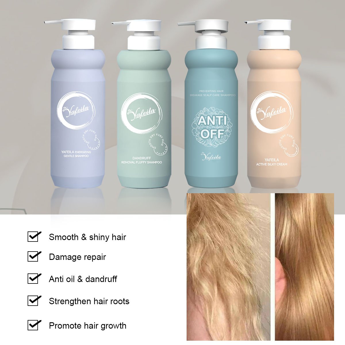 Ginger Plant Extract Anti-hair Loss Hair Shampoo 500ml Honey Moisturizing Softening Shampoo and Conditioner Set