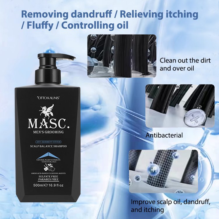 Natural ingredients sulphate free scalp care anti itching anti-dandruff shampoo private label fluffy refreshing men hair shampoo