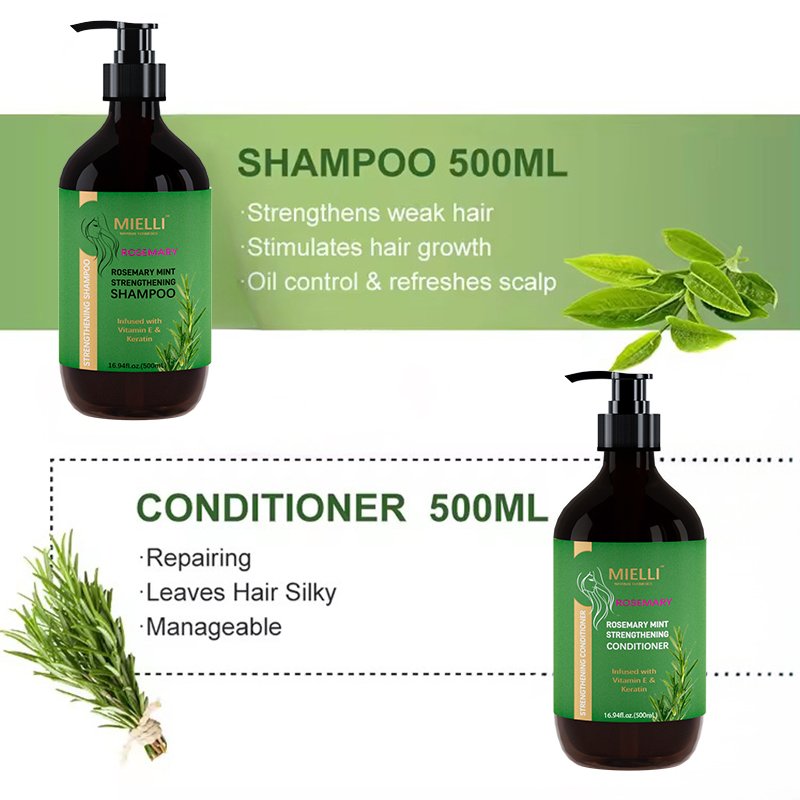 Private Label Natural Organics Strengthening Shampoo Deep Repairing Rosemary Mint Oil Shampoo And Conditioner Hair Care Set