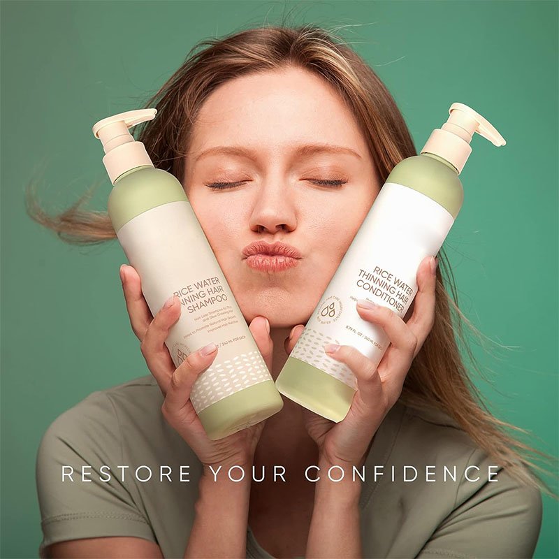 Private Label Hydrating Organic Anti Hair Loss Rice Water Shampoo And Conditioner Hair Care For Oily Skin