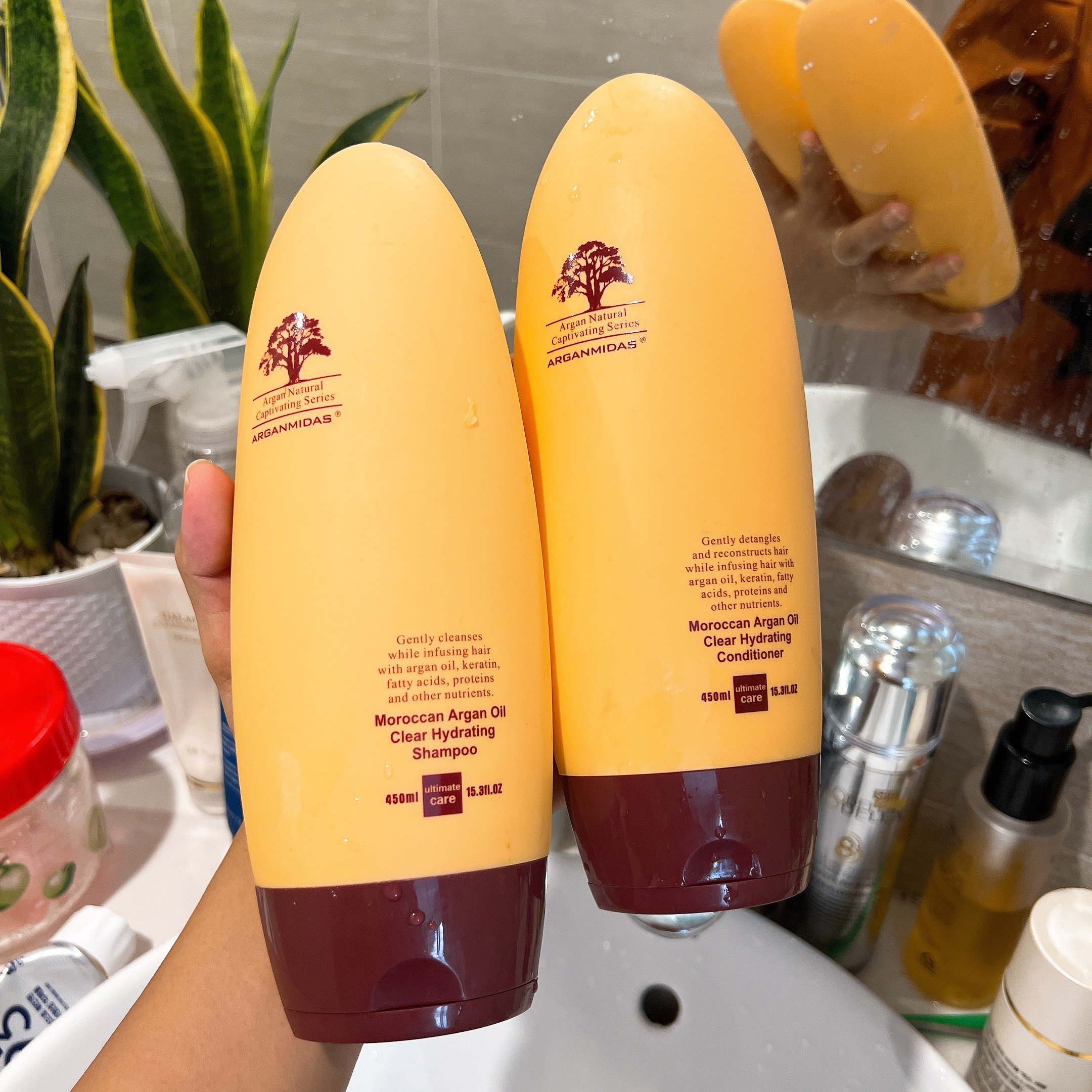 Arganmidas Professional Hair Care Products Curly Hair Sulfate Free Anti Dandruff Argan oil Shampoo and Conditioner Set