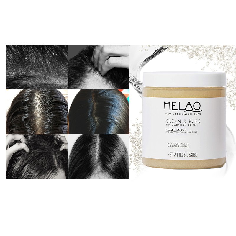 MELAO 100% Pure Natural Exfoliating Hair Massager Scrub Hair Wash Sea Salt Shampoo Scalp Scrub Exfoliator