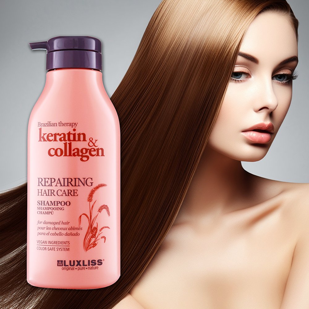 LUXLISS Manufacturer Nourishing Cleansing Keratin Collagen Shampoo and Conditioner Private Label Hair Care for Damage Hair