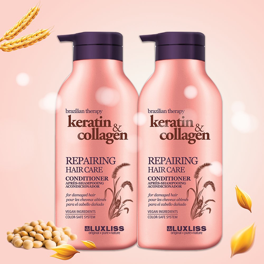 LUXLISS Manufacturer Nourishing Cleansing Keratin Collagen Shampoo and Conditioner Private Label Hair Care for Damage Hair