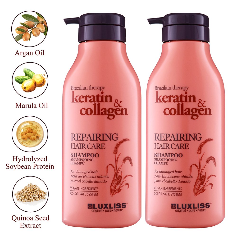LUXLISS Manufacturer Nourishing Cleansing Keratin Collagen Shampoo and Conditioner Private Label Hair Care for Damage Hair