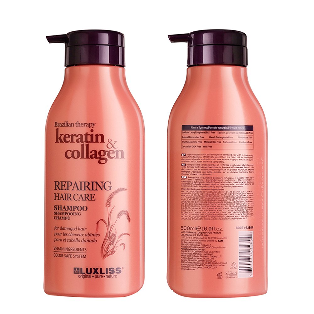 LUXLISS Manufacturer Nourishing Cleansing Keratin Collagen Shampoo and Conditioner Private Label Hair Care for Damage Hair