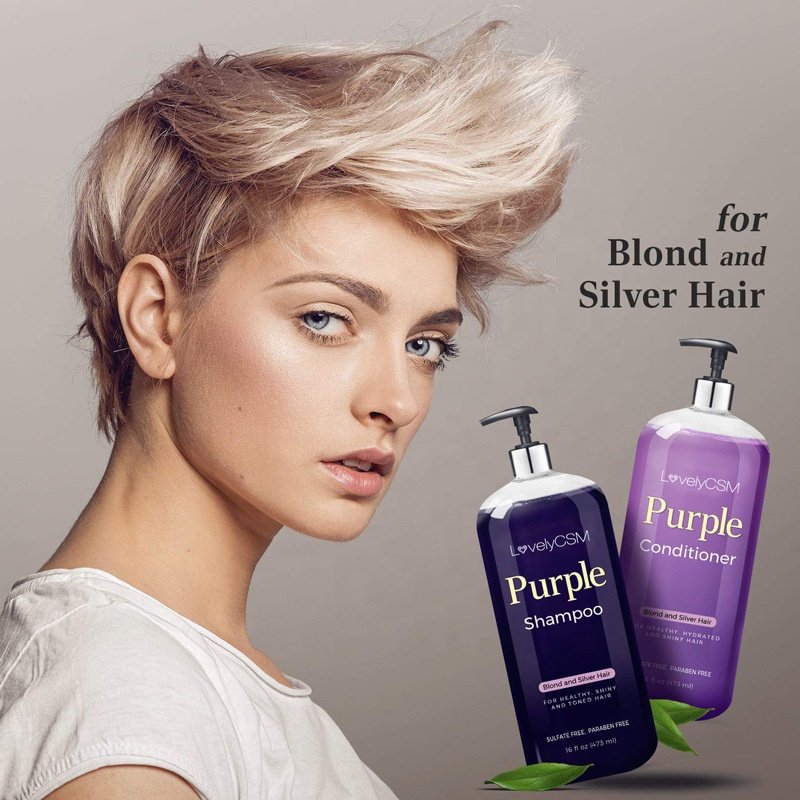 OEM OBM Sulfate Paraben Free Shampoo Blond Silver Hair Repair Silver Anti Brass Yellow Hair Loss Purple Shampoo and conditioner
